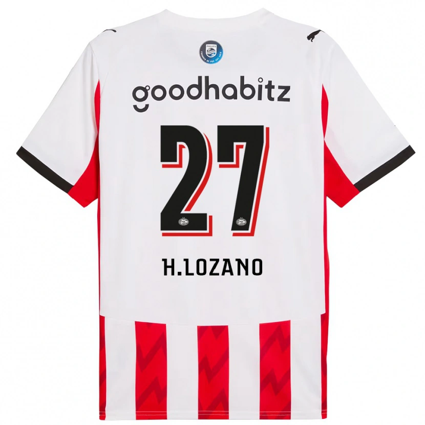 Danxen Kobiety Hirving Lozano #27 Czerwono-Biały Domowa Koszulka 2025/26 Koszulki Klubowe