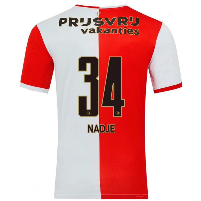 Danxen Kobiety Chris-Kévin Nadje #34 Czerwono-Biały Domowa Koszulka 2025/26 Koszulki Klubowe