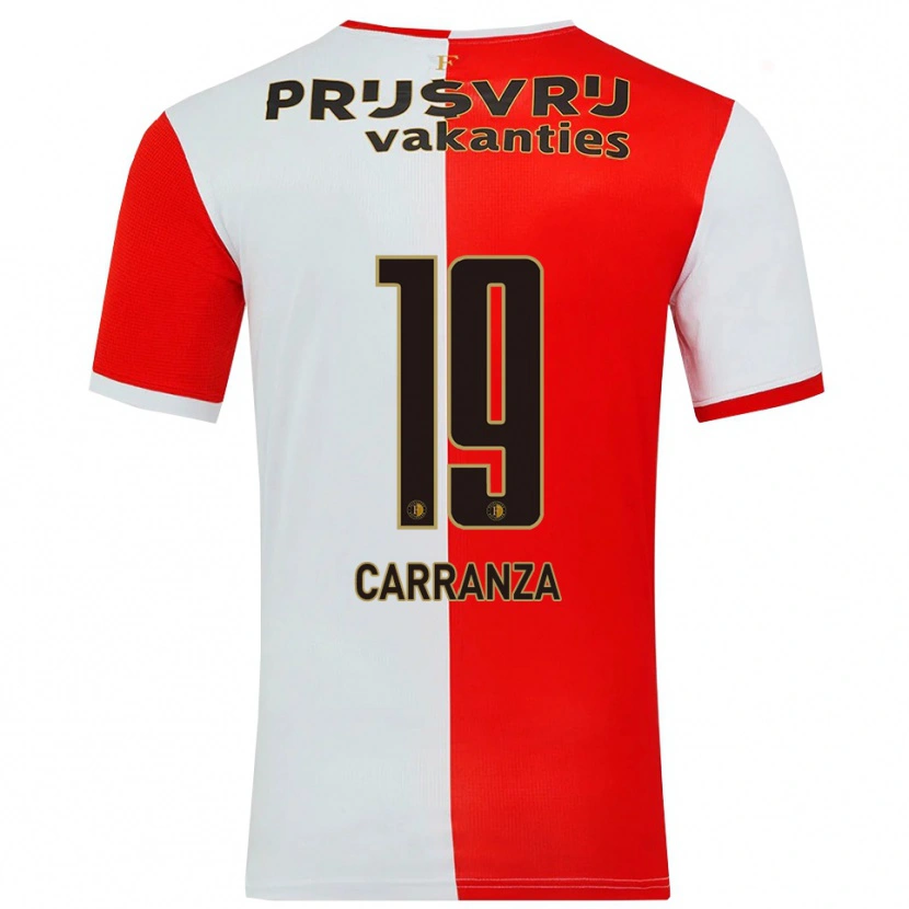 Danxen Kobiety Julián Carranza #19 Czerwono-Biały Domowa Koszulka 2025/26 Koszulki Klubowe