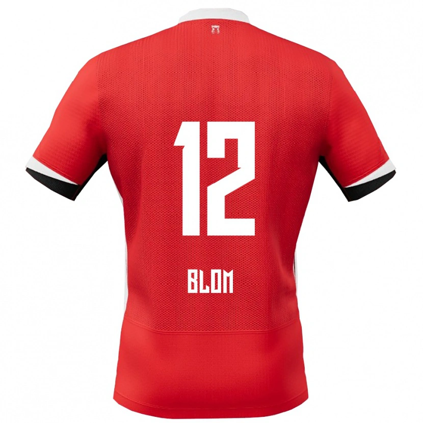 Danxen Kobiety Robin Blom #12 Czerwono-Biały Domowa Koszulka 2025/26 Koszulki Klubowe
