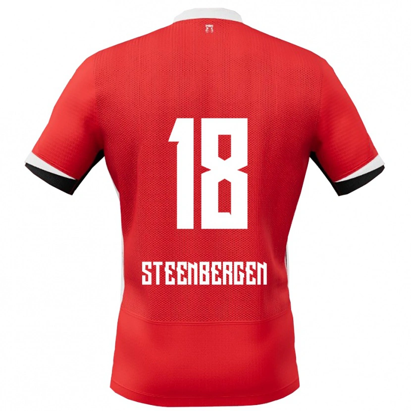 Danxen Kobiety Thom Steenbergen #18 Czerwono-Biały Domowa Koszulka 2025/26 Koszulki Klubowe