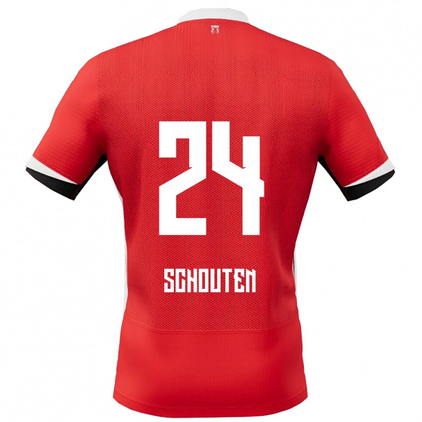 Danxen Kobiety Lewis Schouten #24 Czerwono-Biały Domowa Koszulka 2025/26 Koszulki Klubowe