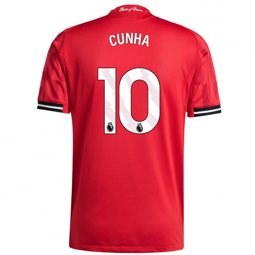 Danxen Kobiety Matheus Cunha #10 Czerwono-Czarno-Biały Domowa Koszulka 2025/26 Koszulki Klubowe