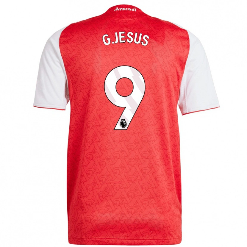 Danxen Kobiety Gabriel Jesus #9 Czerwono-Biały Domowa Koszulka 2025/26 Koszulki Klubowe