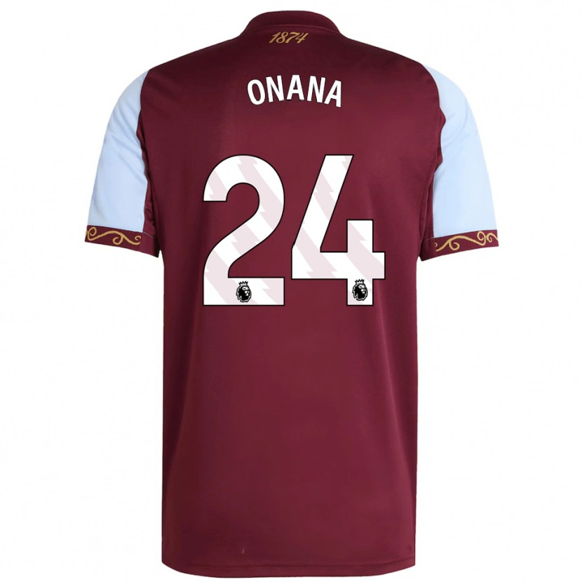 Danxen Kobiety Amadou Onana #24 Burgundowo-Błękitny Domowa Koszulka 2025/26 Koszulki Klubowe