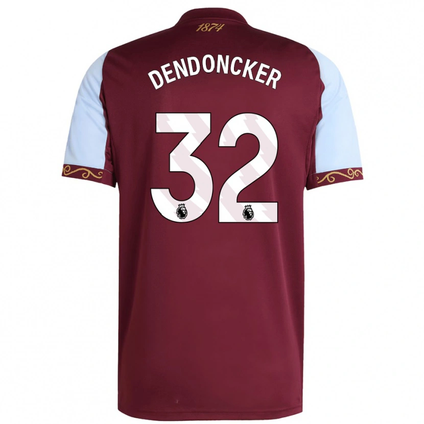 Danxen Kobiety Leander Dendoncker #32 Burgundowo-Błękitny Domowa Koszulka 2025/26 Koszulki Klubowe