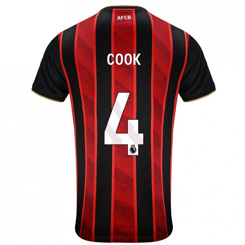 Danxen Kobiety Lewis Cook #4 Czerwono-Czarny Domowa Koszulka 2025/26 Koszulki Klubowe