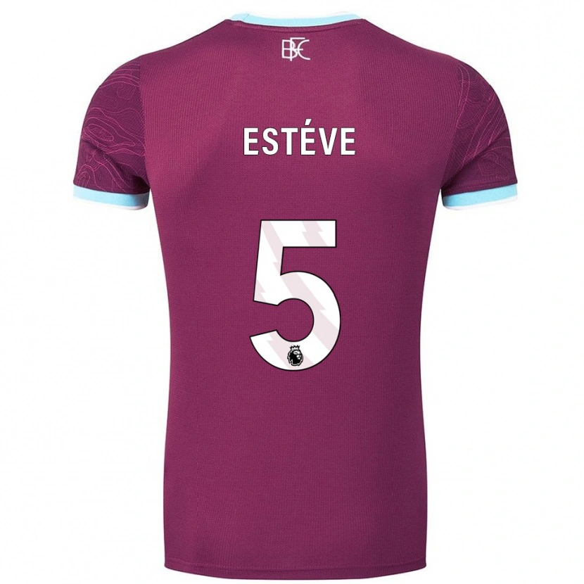 Danxen Kobiety Maxime Estève #5 Burgundowo-Błękitny Domowa Koszulka 2025/26 Koszulki Klubowe