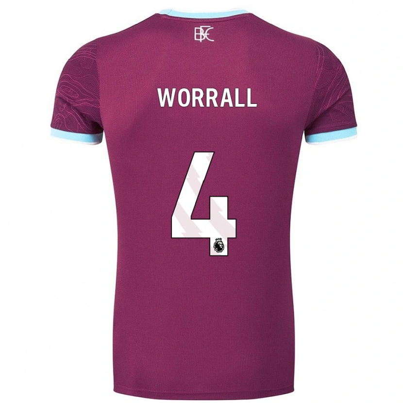 Danxen Kobiety Joe Worrall #4 Burgundowo-Błękitny Domowa Koszulka 2025/26 Koszulki Klubowe