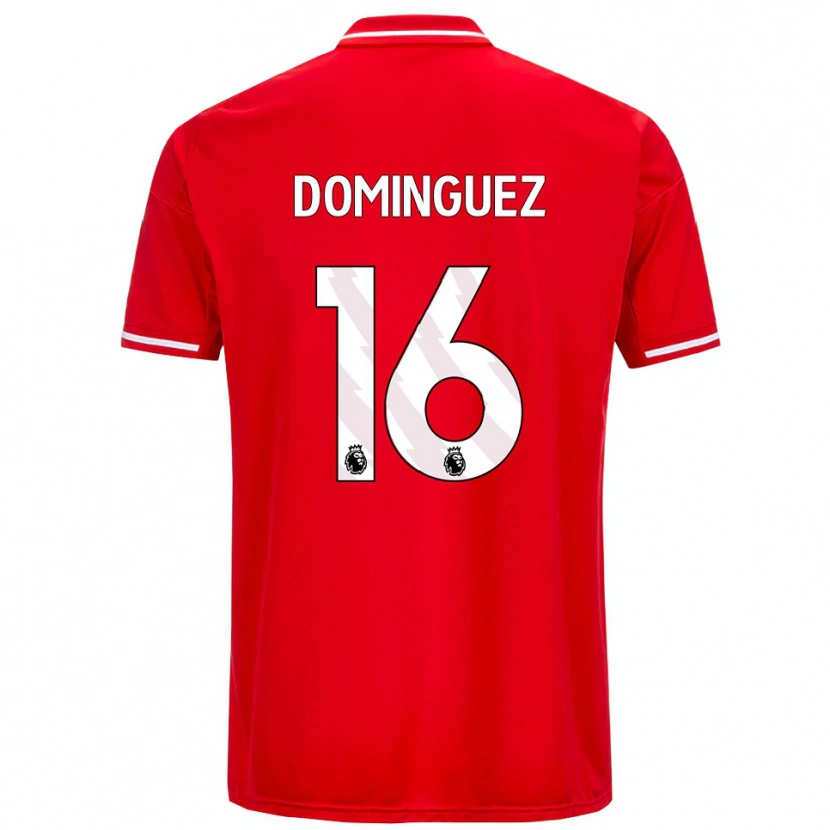 Danxen Kobiety Nicolás Domínguez #16 Czerwono-Biały Domowa Koszulka 2025/26 Koszulki Klubowe