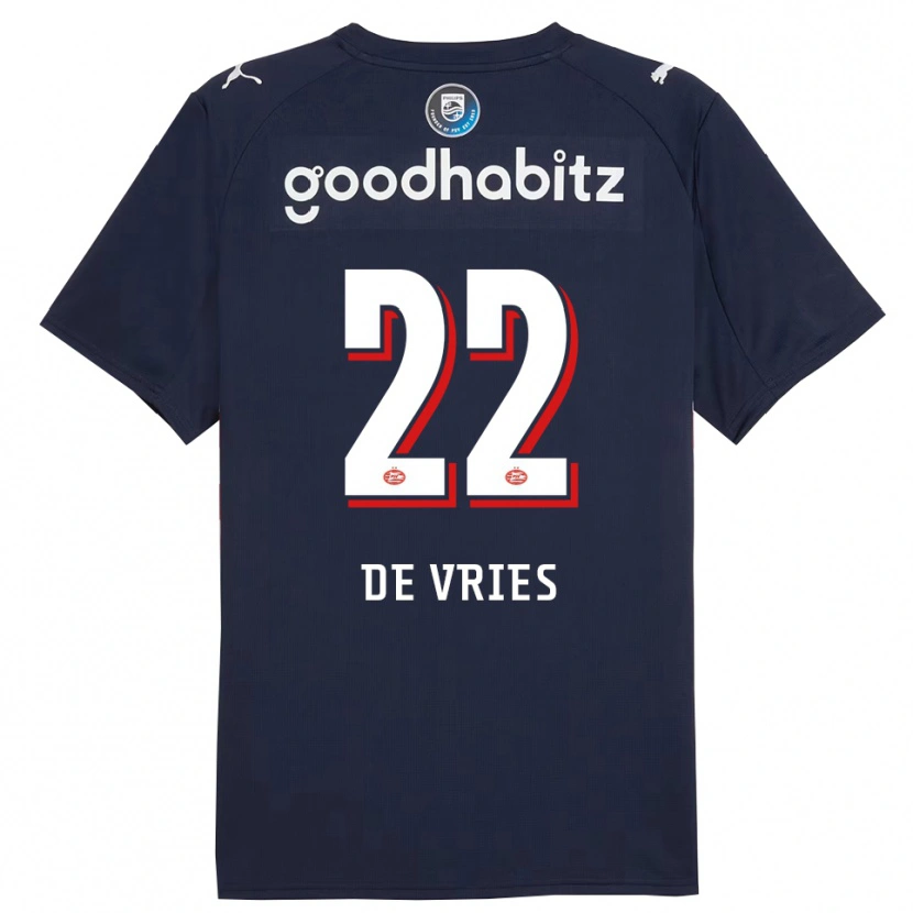 Danxen Kobiety Lyam De Vries #22 Granatowo-Biały Wyjazdowa Koszulka 2025/26 Koszulki Klubowe