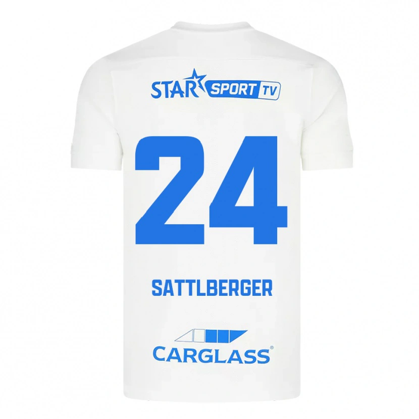 Danxen Kobiety Nikolas Sattlberger #24 Biało-Niebieski Wyjazdowa Koszulka 2025/26 Koszulki Klubowe