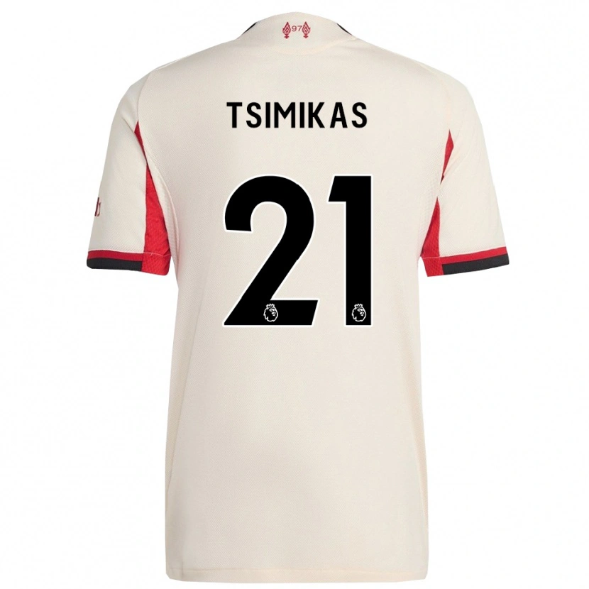 Danxen Kobiety Konstantinos Tsimikas #21 Biało-Czarny Wyjazdowa Koszulka 2025/26 Koszulki Klubowe