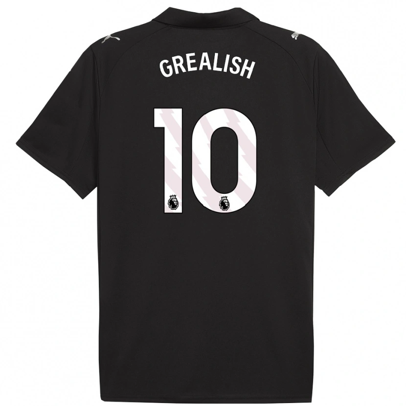 Danxen Kobiety Jack Grealish #10 Czarno-Biały Wyjazdowa Koszulka 2025/26 Koszulki Klubowe