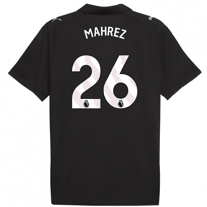 Danxen Kobiety Riyad Mahrez #26 Czarno-Biały Wyjazdowa Koszulka 2025/26 Koszulki Klubowe