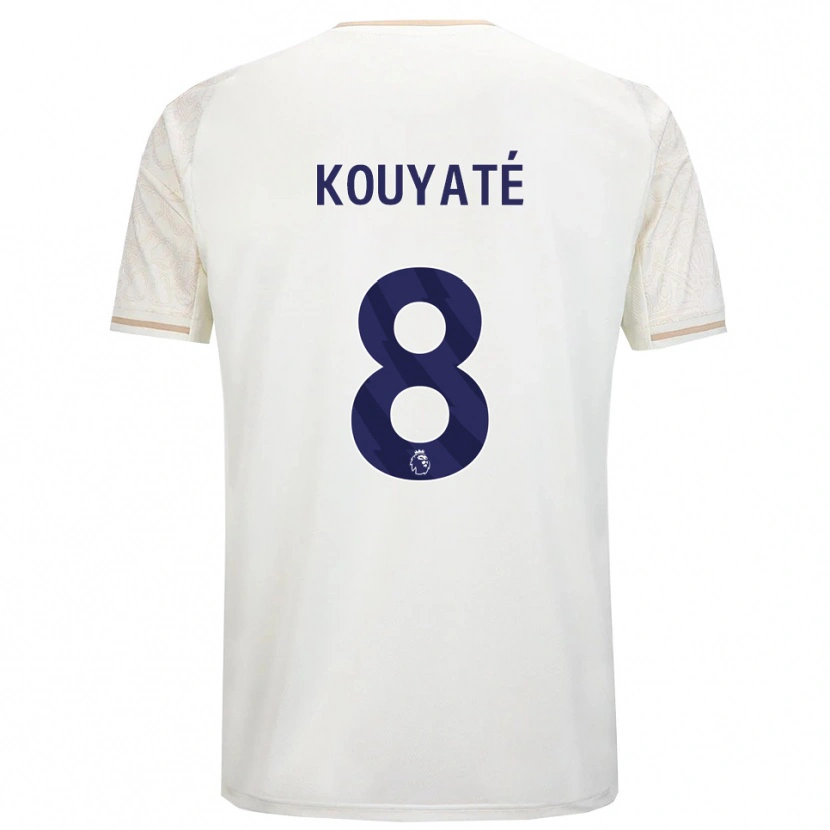 Danxen Kobiety Cheikhou Kouyate #8 Złamana Biel Czarny Wyjazdowa Koszulka 2025/26 Koszulki Klubowe