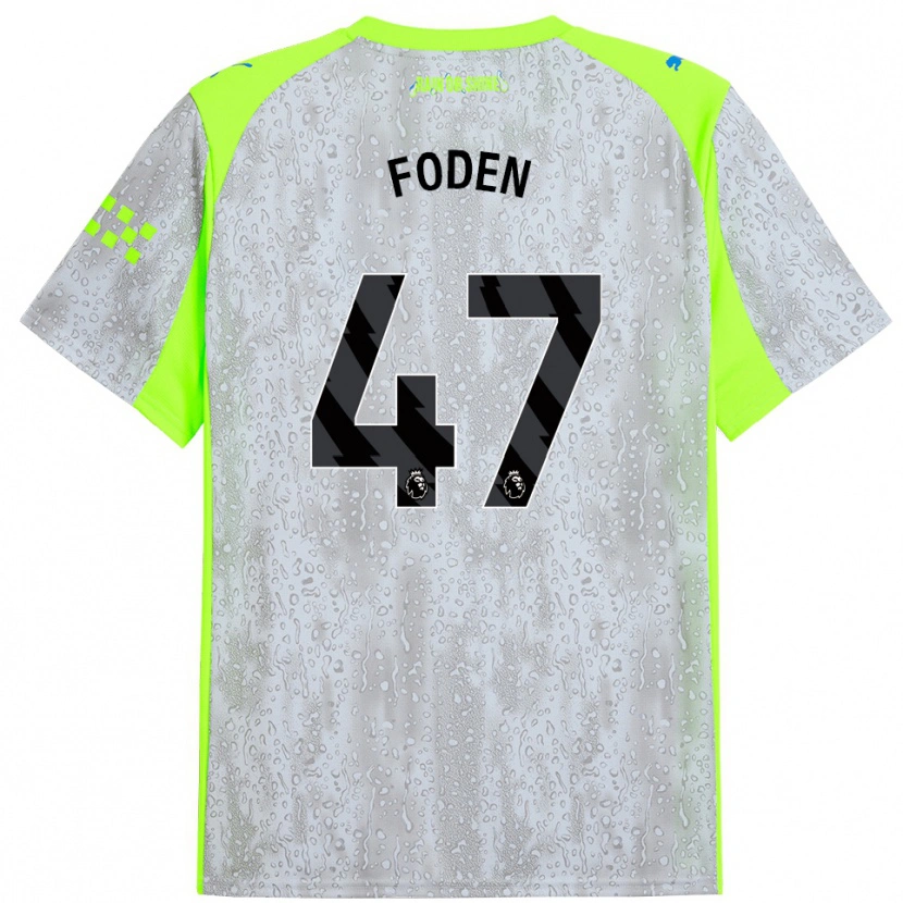 Danxen Kobiety Phil Foden #47 Szaro-Żółty Trzeci Komplet Koszulka 2025/26 Koszulki Klubowe