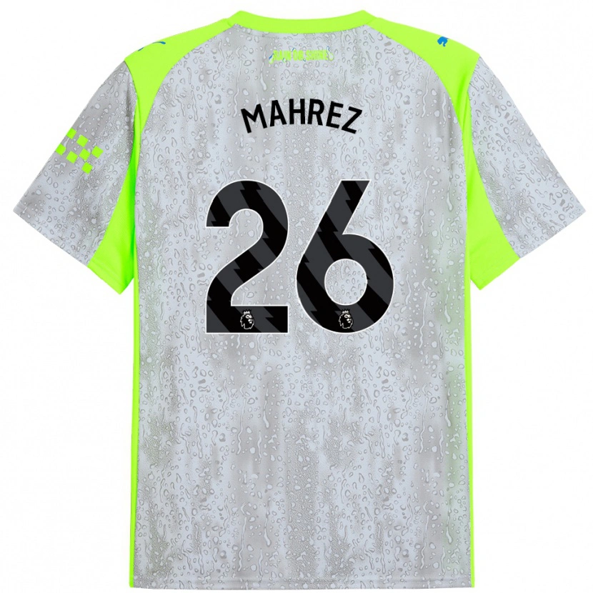 Danxen Kobiety Riyad Mahrez #26 Szaro-Żółty Trzeci Komplet Koszulka 2025/26 Koszulki Klubowe