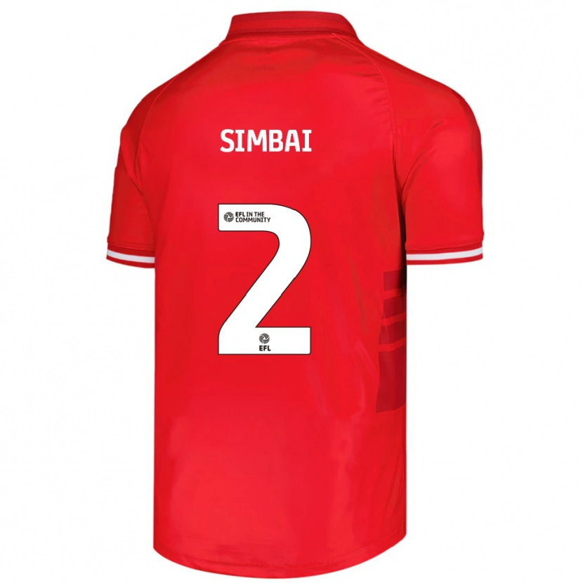 Danxen Dzieci Kingston Simbai #2 Czerwony Biały Domowa Koszulka 2025/26 Koszulki Klubowe