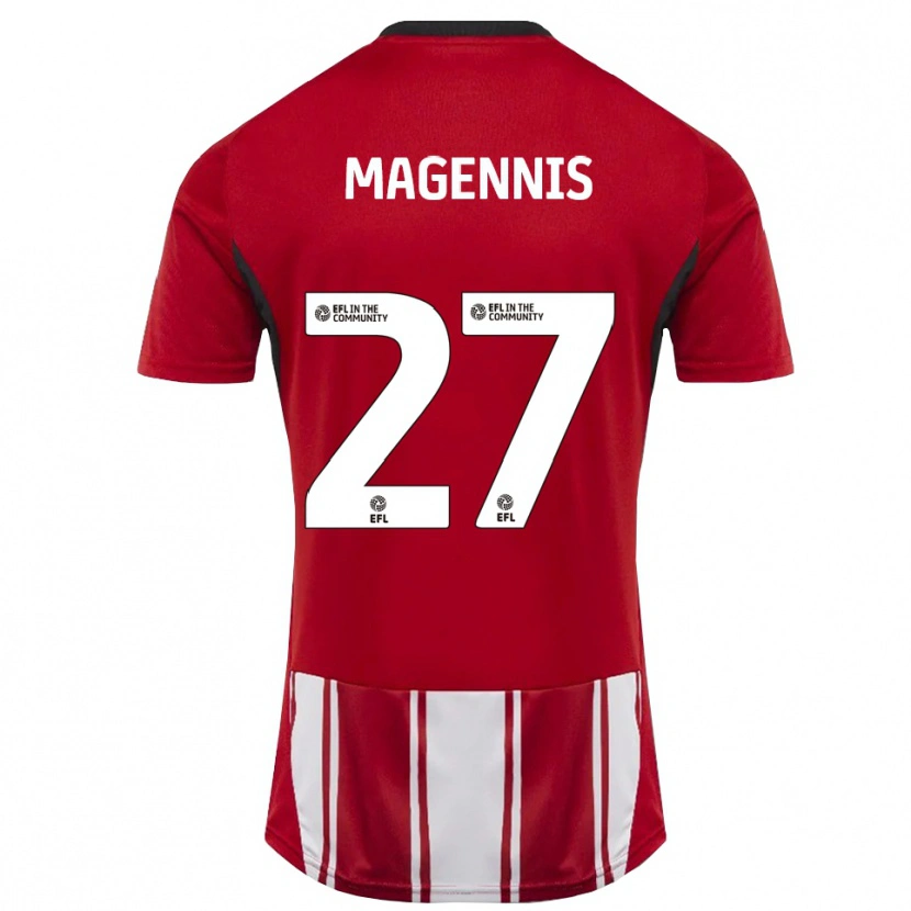 Danxen Dzieci Josh Magennis #27 Czerwony Biały Czarny Domowa Koszulka 2025/26 Koszulki Klubowe