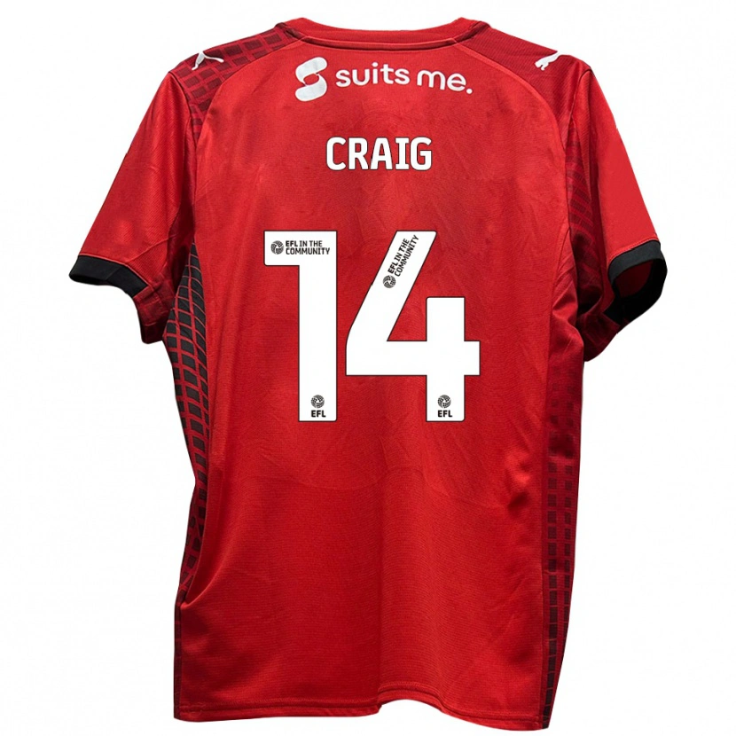 Danxen Dzieci Michael Craig #14 Czerwony Czarny Domowa Koszulka 2025/26 Koszulki Klubowe