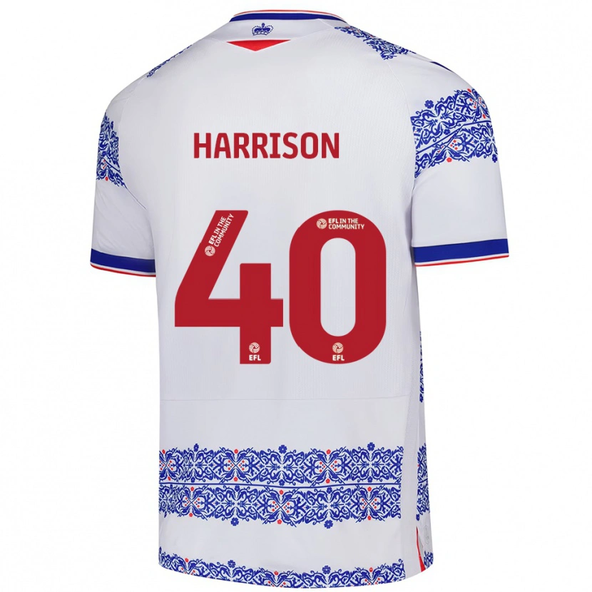 Danxen Dzieci Sam Harrison #40 Biały Niebieski Domowa Koszulka 2025/26 Koszulki Klubowe