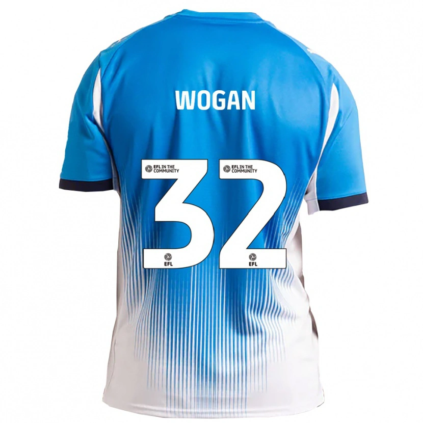 Danxen Dzieci Andrew Wogan #32 Niebieski Biały Domowa Koszulka 2025/26 Koszulki Klubowe