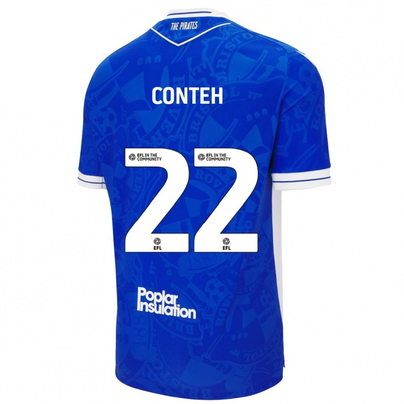 Danxen Dzieci Kamil Conteh #22 Niebieski Biały Domowa Koszulka 2025/26 Koszulki Klubowe