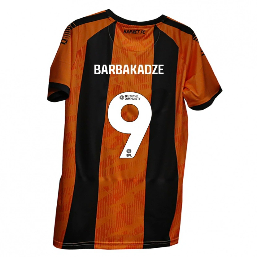 Danxen Dzieci David Barbakadze #9 Pomarańczowy Czarny Domowa Koszulka 2025/26 Koszulki Klubowe
