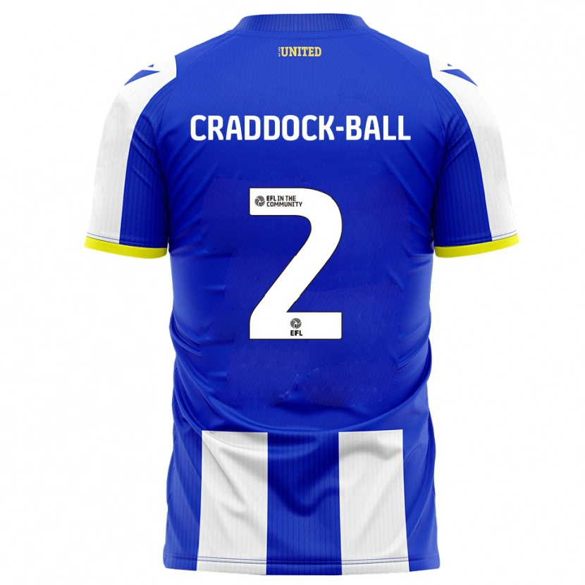 Danxen Dzieci Jac Craddock-Ball #2 Niebieski Biały Domowa Koszulka 2025/26 Koszulki Klubowe