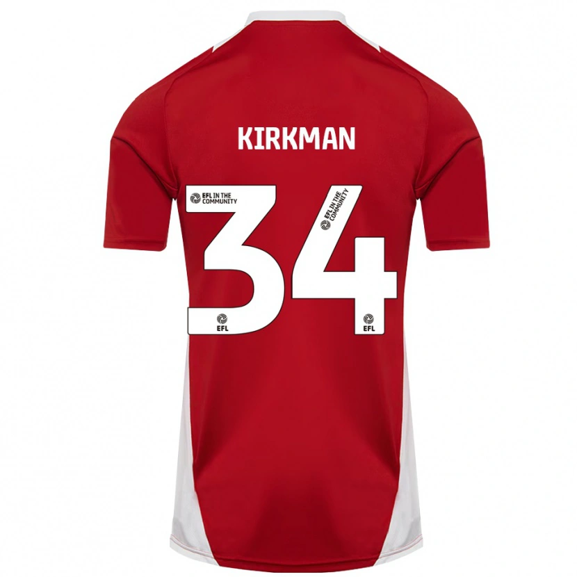 Danxen Dzieci Billy Kirkman #34 Czerwony Biały Złoty Domowa Koszulka 2025/26 Koszulki Klubowe