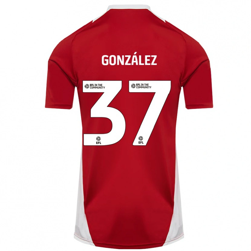 Danxen Dzieci Dani González #37 Czerwony Biały Złoty Domowa Koszulka 2025/26 Koszulki Klubowe