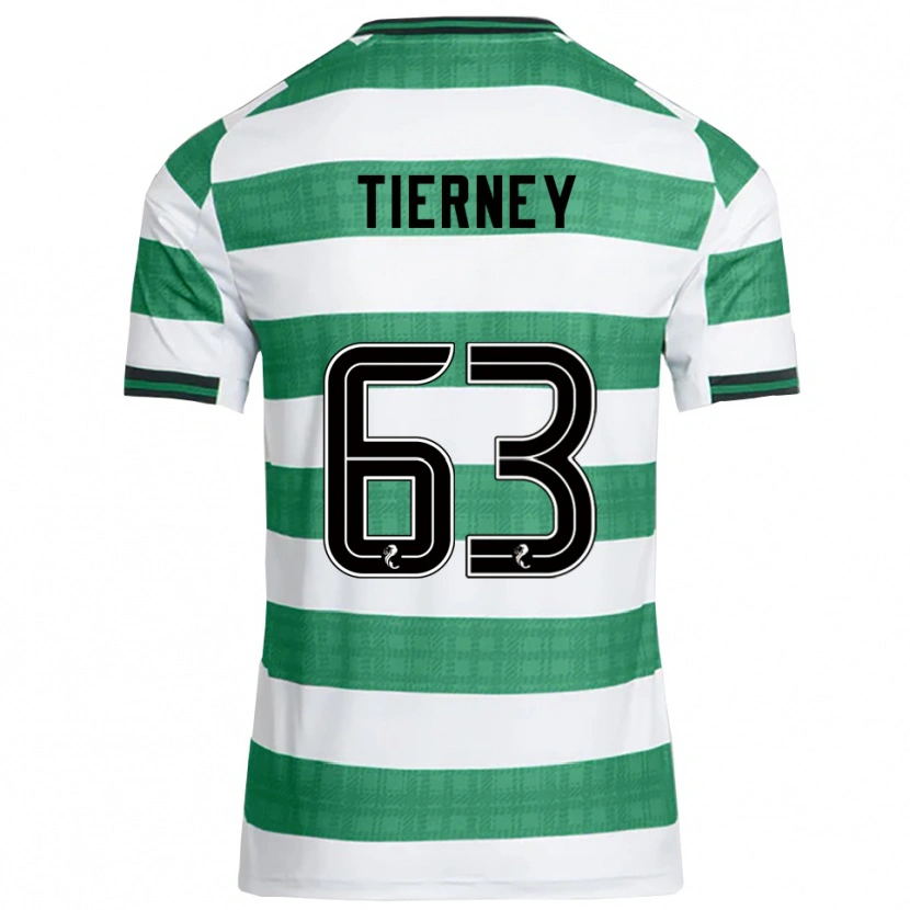 Danxen Dzieci Kieran Tierney #63 Zielony Biały Domowa Koszulka 2025/26 Koszulki Klubowe