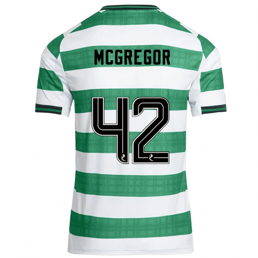 Danxen Dzieci Callum Mcgregor #42 Zielony Biały Domowa Koszulka 2025/26 Koszulki Klubowe