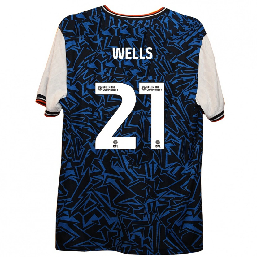 Danxen Dzieci Nahki Wells #21 Niebieski Czarny Biały Wyjazdowa Koszulka 2025/26 Koszulki Klubowe