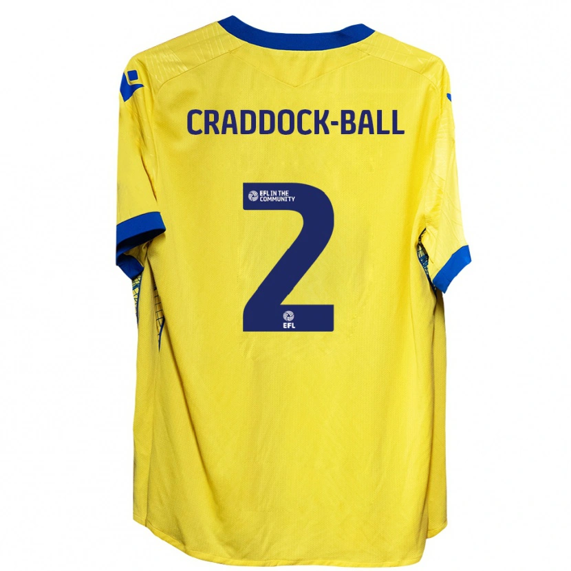 Danxen Dzieci Jac Craddock-Ball #2 Żółty Niebieski Wyjazdowa Koszulka 2025/26 Koszulki Klubowe