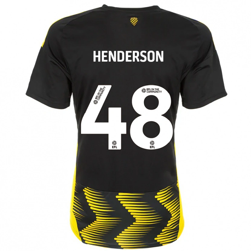 Danxen Dzieci Alfie Henderson #48 Czarny Żółty Wyjazdowa Koszulka 2025/26 Koszulki Klubowe