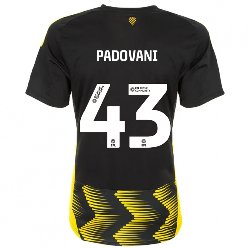 Danxen Dzieci Bruno Padovani #43 Czarny Żółty Wyjazdowa Koszulka 2025/26 Koszulki Klubowe