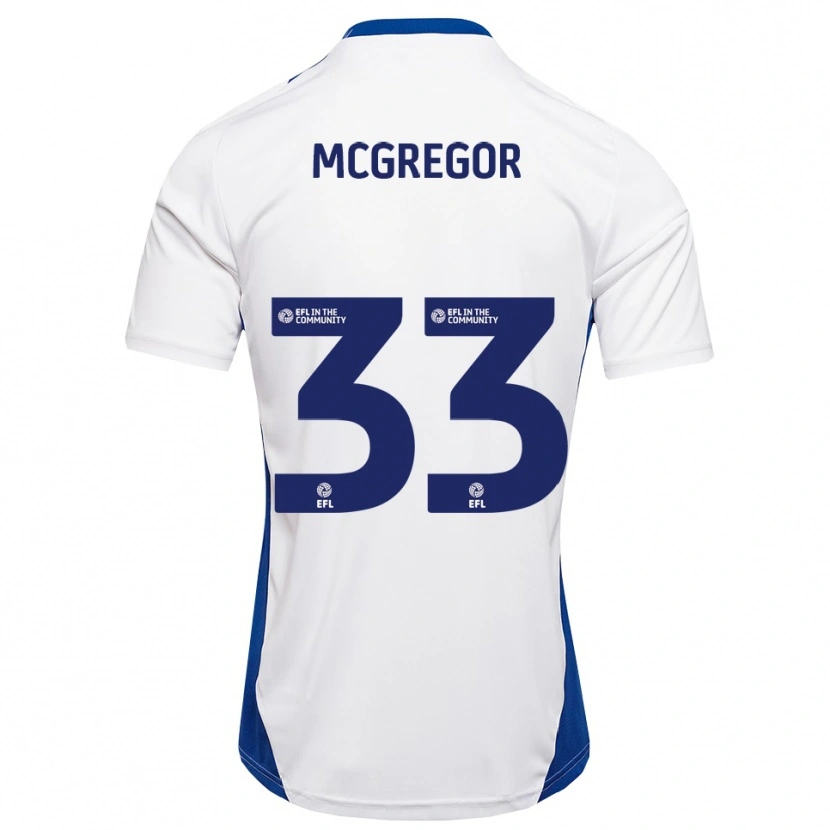 Danxen Dzieci Joel Mcgregor #33 Biały Niebieski Wyjazdowa Koszulka 2025/26 Koszulki Klubowe