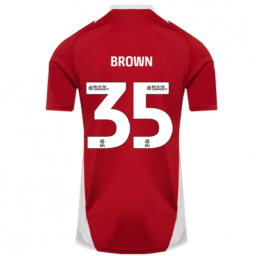 Danxen Męski Jaxon Brown #35 Czerwony Biały Złoty Domowa Koszulka 2025/26 Koszulki Klubowe