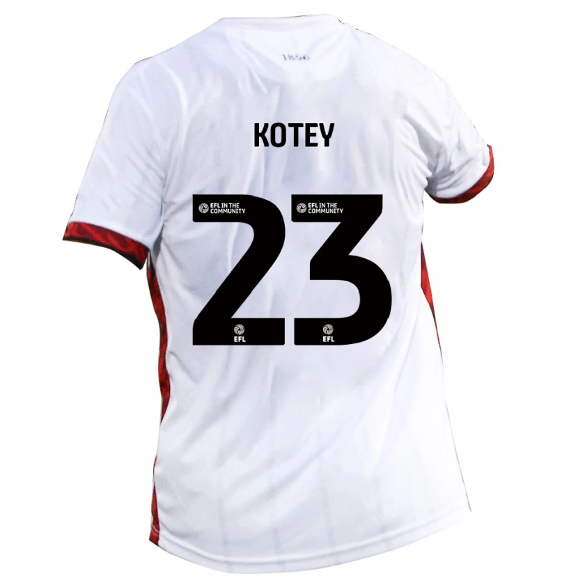 Danxen Męski Fate Kotey #23 Biały Czerwony Czarny Wyjazdowa Koszulka 2025/26 Koszulki Klubowe
