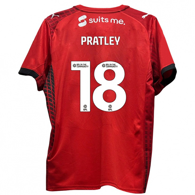 Danxen Kobiety Darren Pratley #18 Czerwony Czarny Domowa Koszulka 2025/26 Koszulki Klubowe