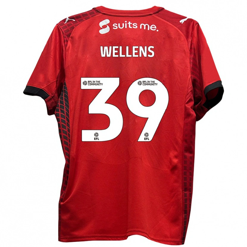 Danxen Kobiety Alfie Wellens #39 Czerwony Czarny Domowa Koszulka 2025/26 Koszulki Klubowe