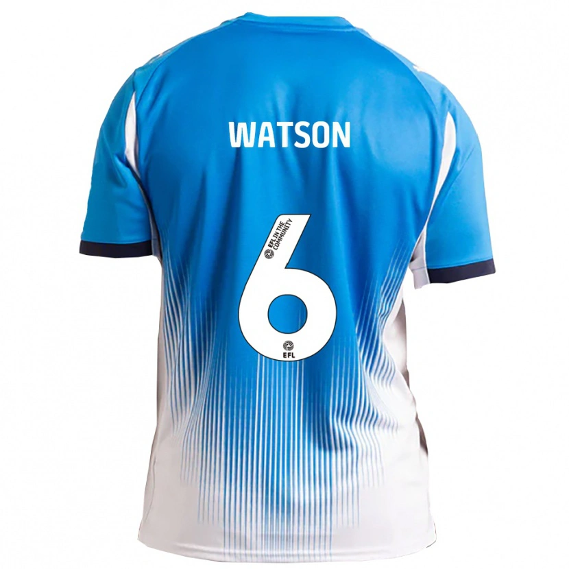 Danxen Kobiety Rhys Watson #6 Niebieski Biały Domowa Koszulka 2025/26 Koszulki Klubowe
