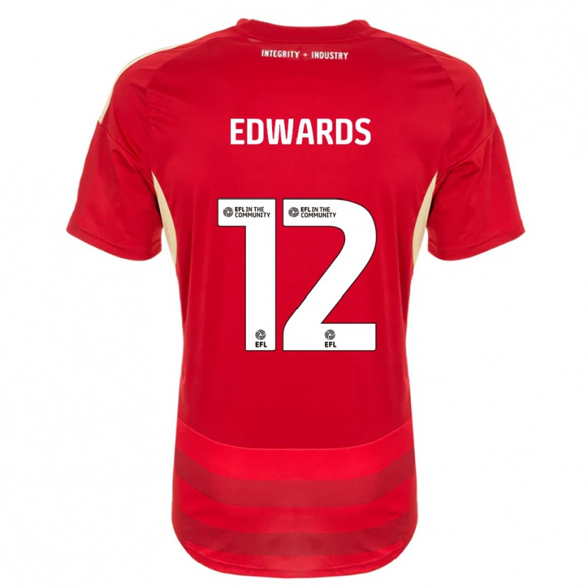 Danxen Kobiety Tom Edwards #12 Czerwony Biały Domowa Koszulka 2025/26 Koszulki Klubowe