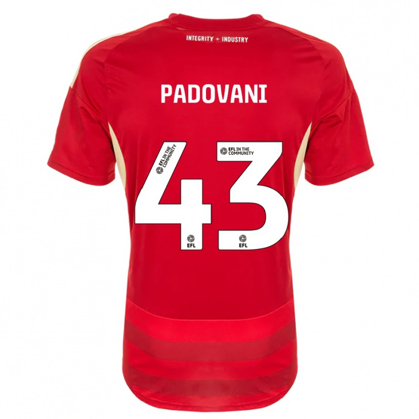 Danxen Kobiety Bruno Padovani #43 Czerwony Biały Domowa Koszulka 2025/26 Koszulki Klubowe