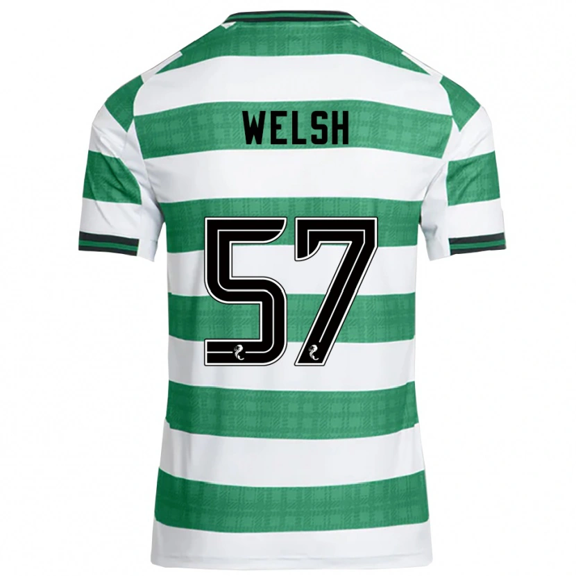 Danxen Kobiety Stephen Welsh #57 Zielony Biały Domowa Koszulka 2025/26 Koszulki Klubowe
