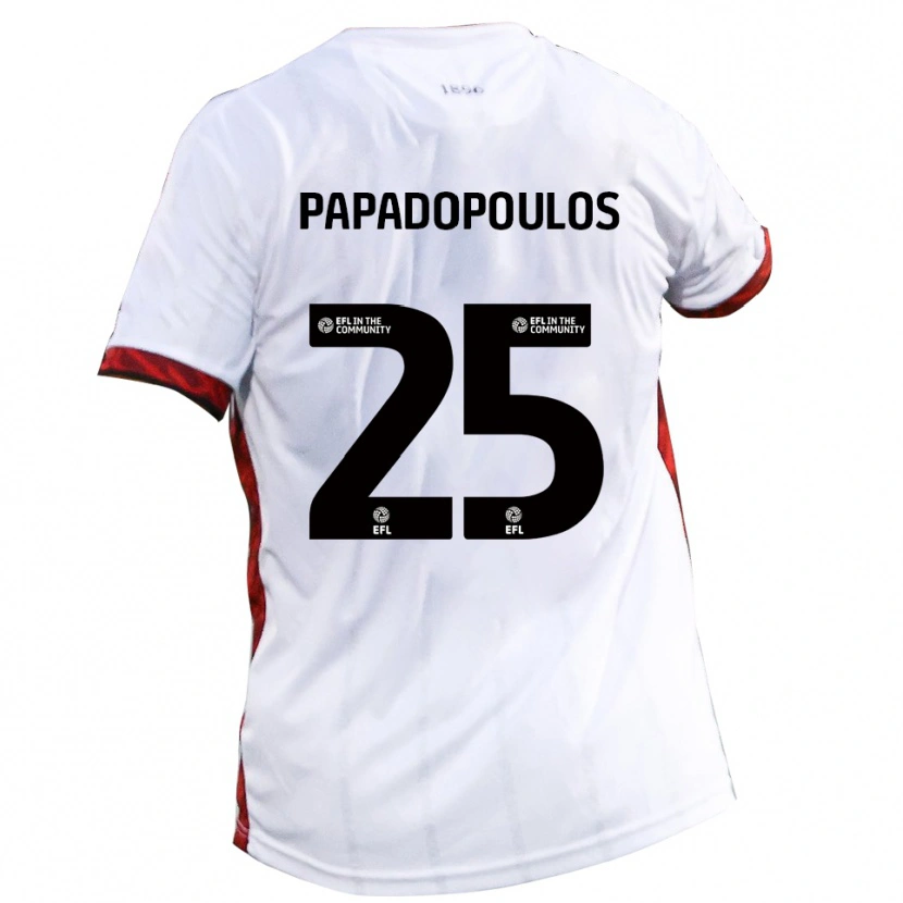 Danxen Kobiety Antony Papadopoulos #25 Biały Czerwony Czarny Wyjazdowa Koszulka 2025/26 Koszulki Klubowe