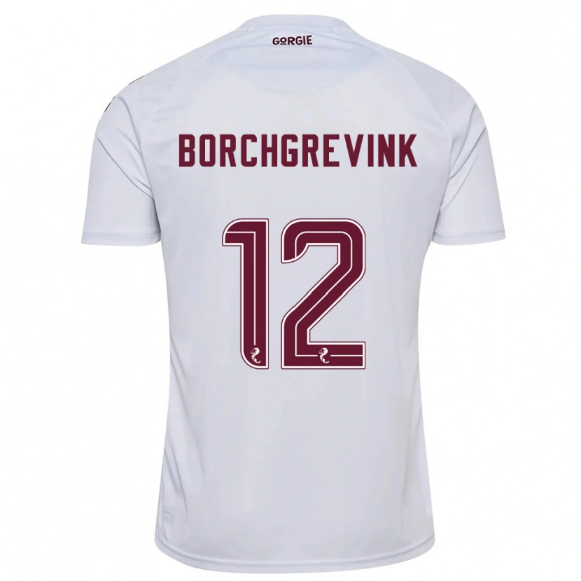Danxen Kobiety Christian Borchgrevink #12 Biały Burgund Wyjazdowa Koszulka 2025/26 Koszulki Klubowe