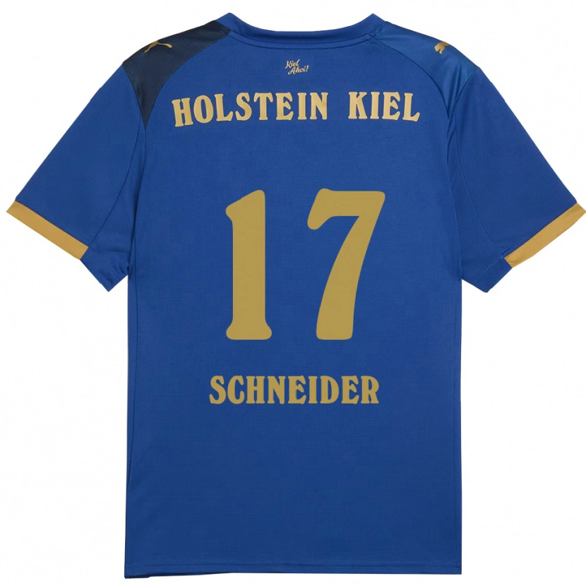 Danxen Dzieci Aaron Schneider #17 Niebiesko Złoty Domowa Koszulka 2025/26 Koszulki Klubowe
